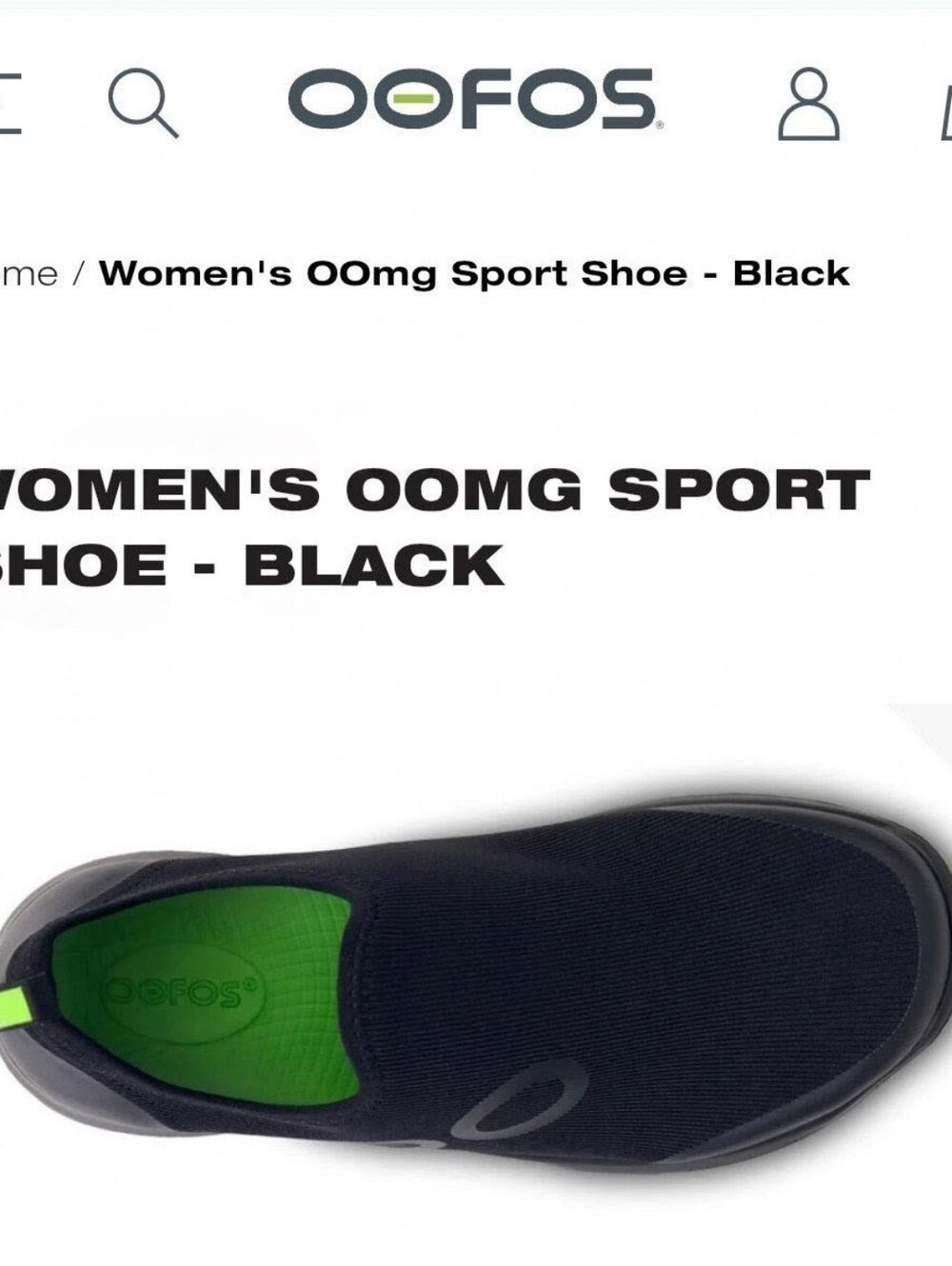 OOFOS Women's Slip-On Athletic Shoe - Size 10 Black/Green